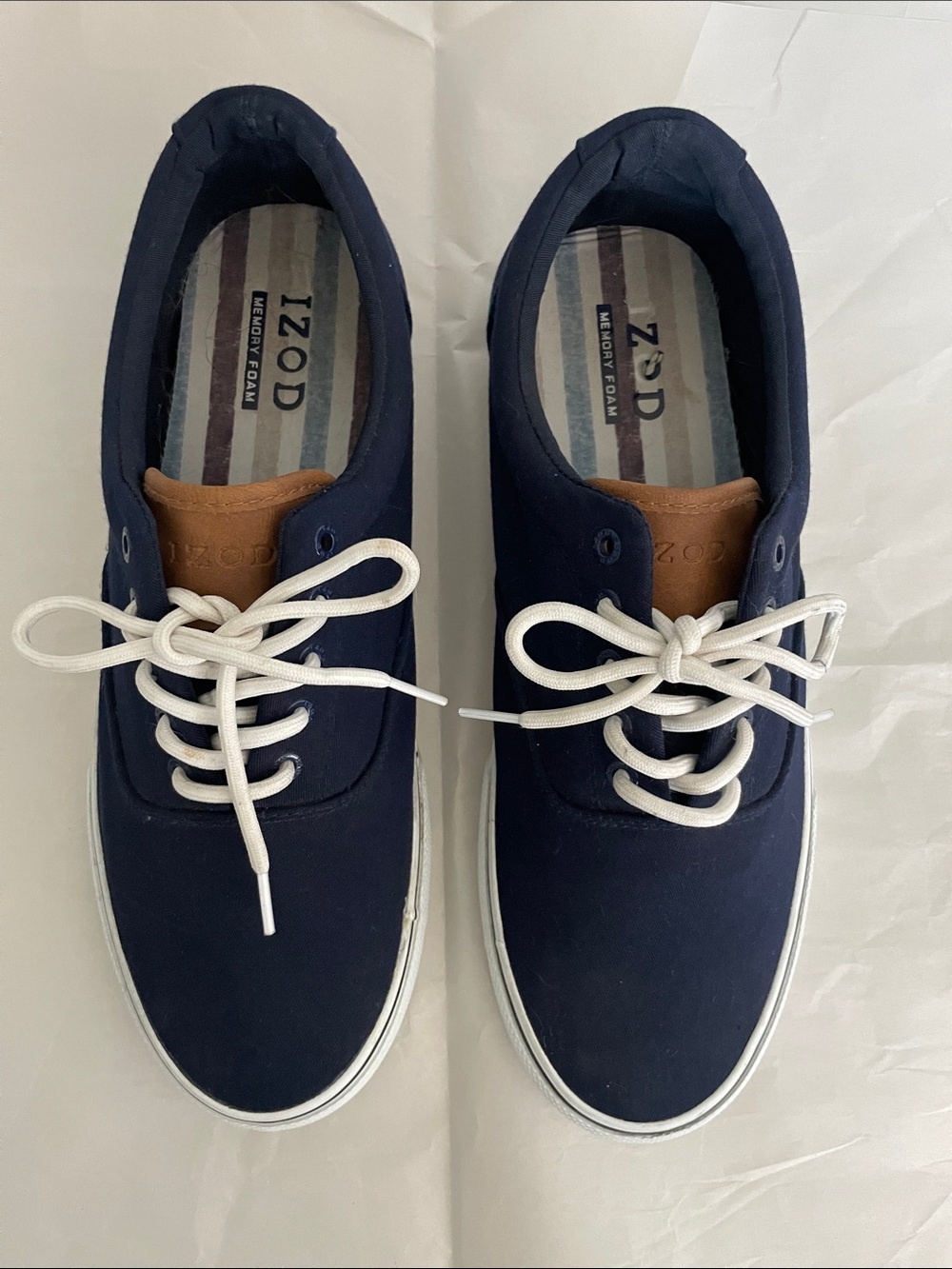 Izod Navy Canvas Boat Shoes with White Laces